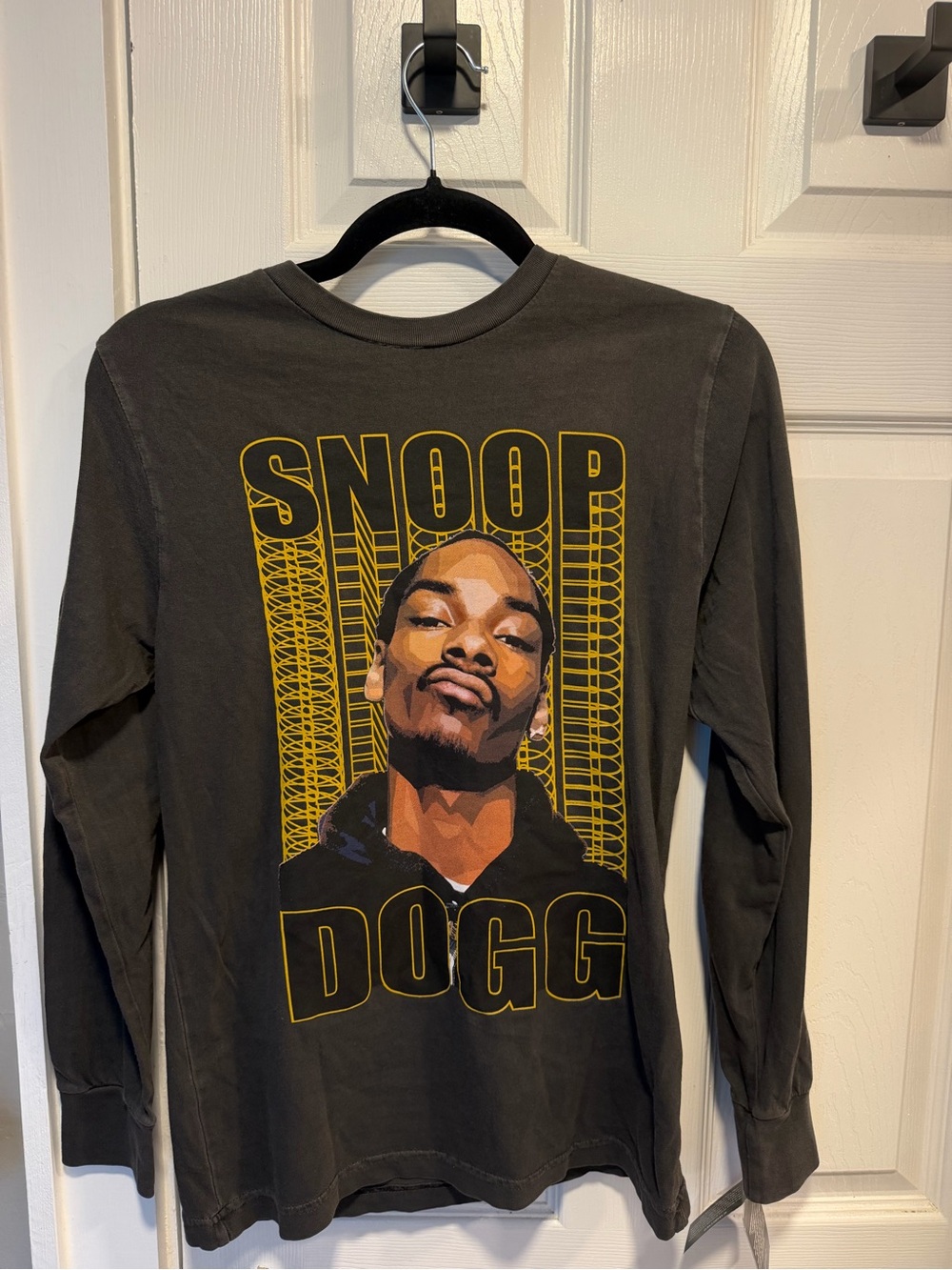 Snoop Dogg Men's Graphic Print Long Sleeve Crew Neck T-Shirt Gray XS